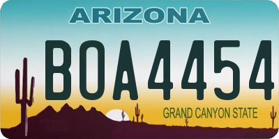 AZ license plate BOA4454
