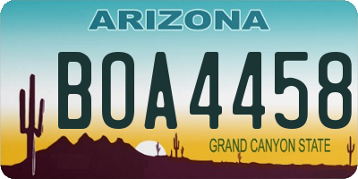 AZ license plate BOA4458