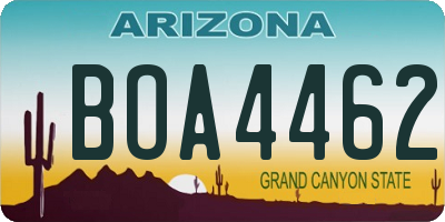 AZ license plate BOA4462