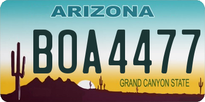 AZ license plate BOA4477
