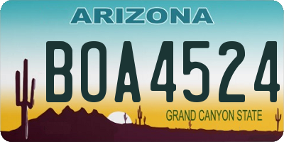 AZ license plate BOA4524