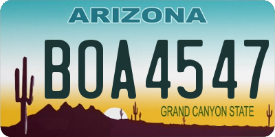 AZ license plate BOA4547
