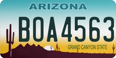 AZ license plate BOA4563