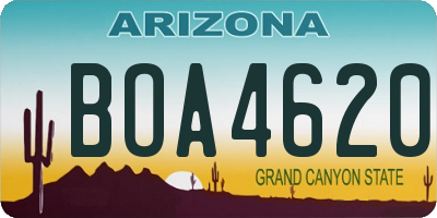 AZ license plate BOA4620