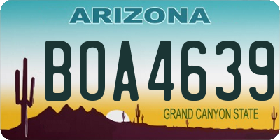 AZ license plate BOA4639