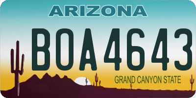 AZ license plate BOA4643