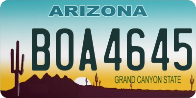AZ license plate BOA4645