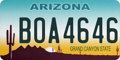 AZ license plate BOA4646