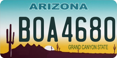 AZ license plate BOA4680