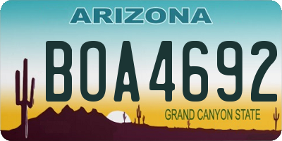 AZ license plate BOA4692