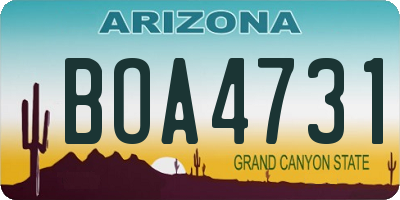 AZ license plate BOA4731