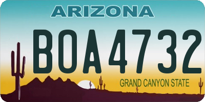 AZ license plate BOA4732