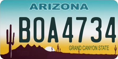 AZ license plate BOA4734