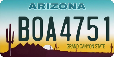 AZ license plate BOA4751