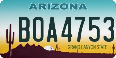AZ license plate BOA4753