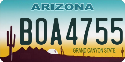 AZ license plate BOA4755