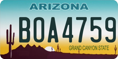 AZ license plate BOA4759