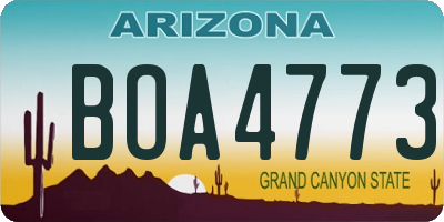 AZ license plate BOA4773