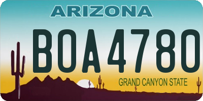 AZ license plate BOA4780