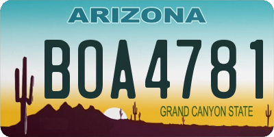 AZ license plate BOA4781