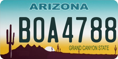 AZ license plate BOA4788