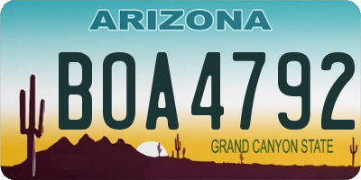 AZ license plate BOA4792
