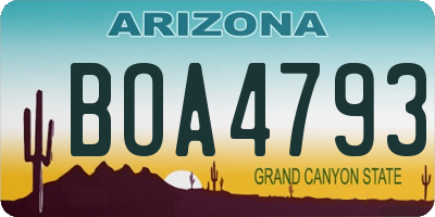AZ license plate BOA4793