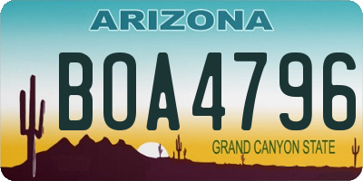AZ license plate BOA4796