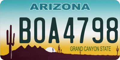 AZ license plate BOA4798
