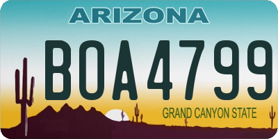 AZ license plate BOA4799