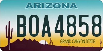 AZ license plate BOA4858