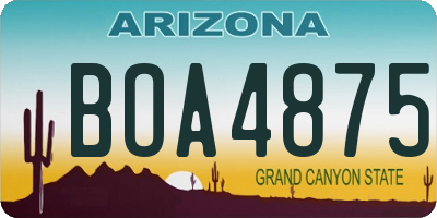 AZ license plate BOA4875