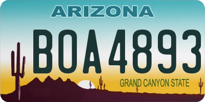 AZ license plate BOA4893