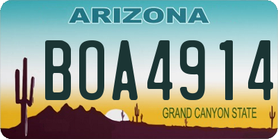 AZ license plate BOA4914