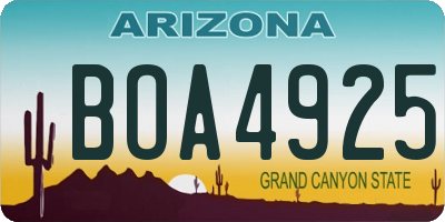 AZ license plate BOA4925
