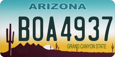 AZ license plate BOA4937