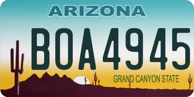 AZ license plate BOA4945