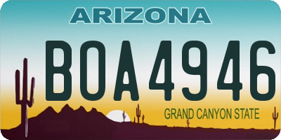 AZ license plate BOA4946
