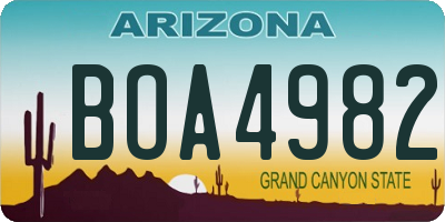 AZ license plate BOA4982