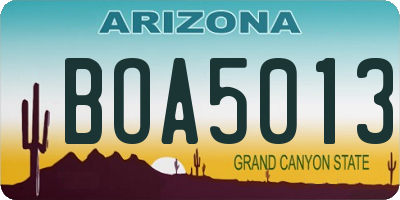 AZ license plate BOA5013