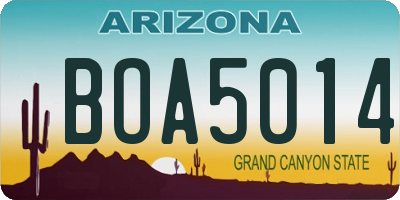 AZ license plate BOA5014