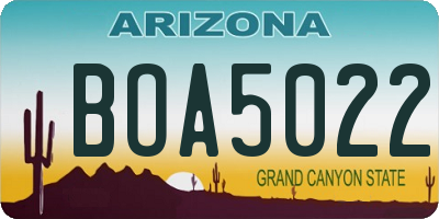 AZ license plate BOA5022
