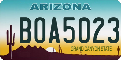 AZ license plate BOA5023