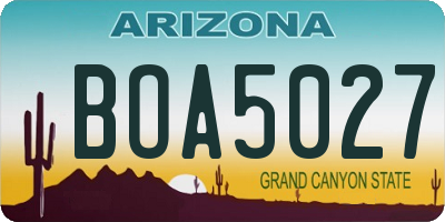 AZ license plate BOA5027