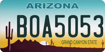 AZ license plate BOA5053