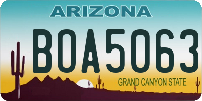 AZ license plate BOA5063