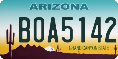 AZ license plate BOA5142