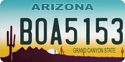 AZ license plate BOA5153