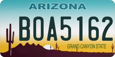 AZ license plate BOA5162