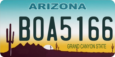 AZ license plate BOA5166